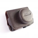 PU Leather Case Bag Cover for Nikon J1 J2 10mm Lens (Brown)