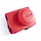 PU Leather Case Bag Cover for Nikon J1 J2 10mm Lens (Color Red)