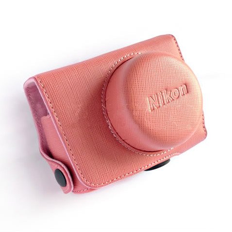 PU Leather Case Bag Cover for Nikon J1 J2 10mm Lens (Color Pink)