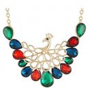 Women's Royal Colorful Diamond Peacock Necklace