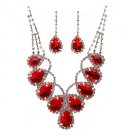 Red Rhinestone Ladies' Jewelry Set Necklace And Earrings