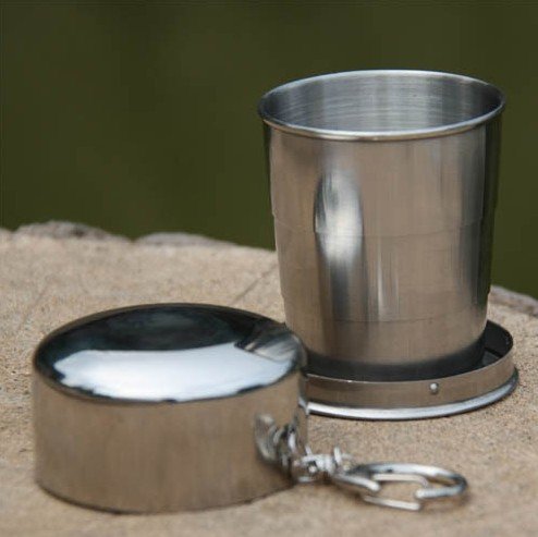 Portable Metallic Telescopic Drink Cup Foldable for Home Outdoor Sports Hiking (L)