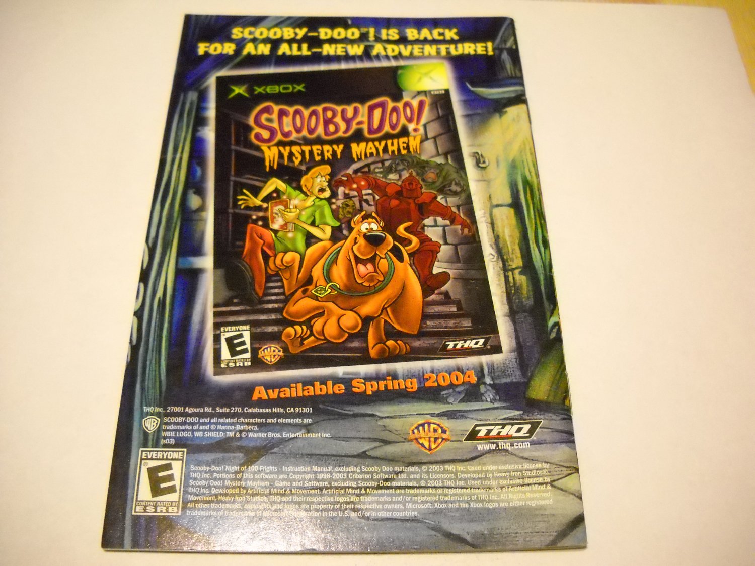 Manual Only ~ For Scooby Doo Night Of 100 Frights Xbox