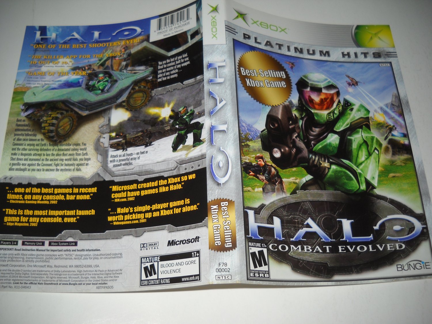 Artwork ONLY ~ Halo Combat Evolved Platinum Hits - Cover Art Xbox