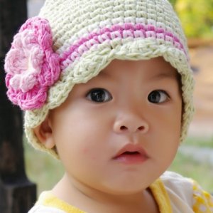 5T-Preteen CandyStripe Flapper Beanie hat - celery, pastel pink, rose pink, eggshell, yellow