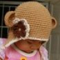 12-24 month Flower Earflap Beanie hat - Latte , Cream, brown