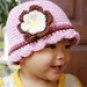 0-3 month CandyStripe Flapper Beanie hat - pastel pink, chocolate, rose pink, eggshell, yellow