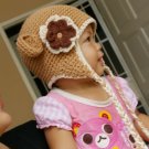 2T-4T CandyStripe Flapper Beanie hat - celery, pastel pink, rose pink, eggshell, yellow