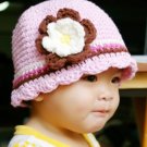 0-3 month CandyStripe Flapper Beanie hat - pastel pink, chocolate, rose pink, eggshell, yellow