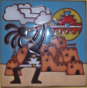 Kokopellis hanglazed ceramic tile