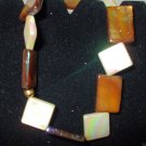 Brown and White Mother of Pearl Stretch Bracelet