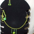 Green Seed Bead Necklace with Green Mother of Pearl Pendant