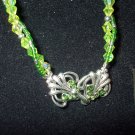 Green Crystal Bracelet with Antique Silver Toggle Clasp