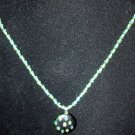 Green Elastic Necklace with Round Green Glass Focal