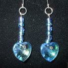 Sterling Silver Earrings with Blue Beads and Blue Heart