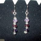 Sterling Silver Earrings with Pink and Purple Crystals