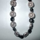 Black and Silver Flower Stretch Bracelet