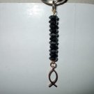 Bronze Fish Keychain with Black Rondelles
