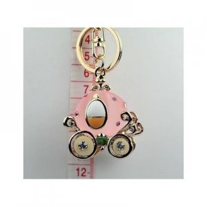 Pumpkin Carriage Key Chain Ring Charm Swarovski Crystal