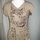 Tan Cheetah Goldleaf Butterfly-Back Top