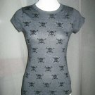 Charcoal Gray Girly Skulls Tee