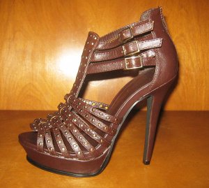 Brown 5" Gladiator Platform Heels