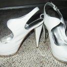 White Pinup PeepToe Heels