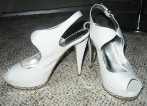 White Pinup PeepToe Heels