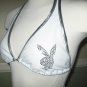 White & Silver Playboy Halter Bikini