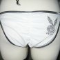 White & Silver Playboy Halter Bikini
