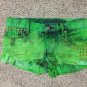 Custom Bright Green Studded Denim Shorts size 0
