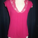 Fuchsia Lace Accent Anthropologie Top S