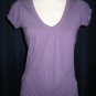 Basic Purple Scoop V-Neck Tee S