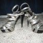 BeBe Silver Reptile Print Strappy Stiletto 8