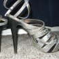BeBe Silver Reptile Print Strappy Stiletto 8