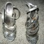 BeBe Silver Reptile Print Strappy Stiletto 8