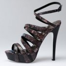 BeBe Silver Reptile Print Strappy Stiletto 8
