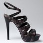 BeBe Silver Reptile Print Strappy Stiletto 8