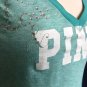 Victoria's Secret 'PINK' V-Neck Athletic Tee - Green, M