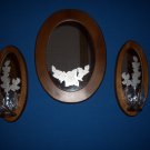 Wooden Sconce and Mirror Set