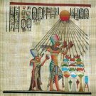 PHARAOH & QUEEN WORSHIP ATON - Handmade on Egyptian Fine Art Papyrus - Direct from EGYPT