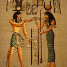 PHARAOH & GODDESS HATHOR - Handmade on Egyptian Fine Art Papyrus - Direct from EGYPT