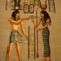 PHARAOH & GODDESS HATHOR - Handmade on Egyptian Fine Art Papyrus - Direct from EGYPT