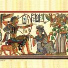 PHARAOH & LION HUNTING BIRDS - Handmade on Egyptian Fine Art Papyrus - Direct from EGYPT