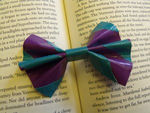 Teal and Purple Stripe Bow