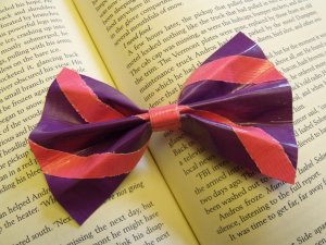 Purple and Pink Striped Bow