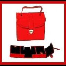 RED LEATHER & BLACK SUEDE JEWELRY TRAVEL CASE BOX WITH 3 COMPARTMENTS - NEW!