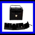 BLACK LEATHER & SUEDE JEWELRY TRAVEL CASE  BOX WITH 3 COMPARTMENTS - NEW!