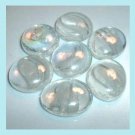 29 Iridescent Clear with White Cat's Eye Round & Oval Flat GLASS MARBLES