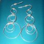 Chandelier Sterling Silver 3 Ring Circle Dangle Hook Earrings
